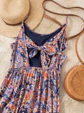 Japna Paisley Midi Dress Small Boho Tie Back Adjustable Straps